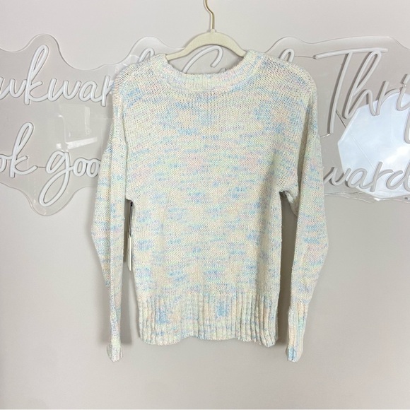 New! Something navy Rainbow pastel crewneck sweater 13993 - Picture 5 of 9